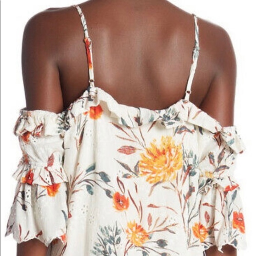 Floral Ruffle Button Up Cold Shoulder Shift Dress - Picture 3 of 11